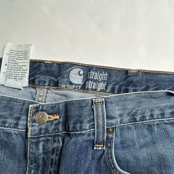 Men’s Carhartt  Blue Jeans 40x32 Straight Fit Blue RN#14806 - Picture 4 of 9